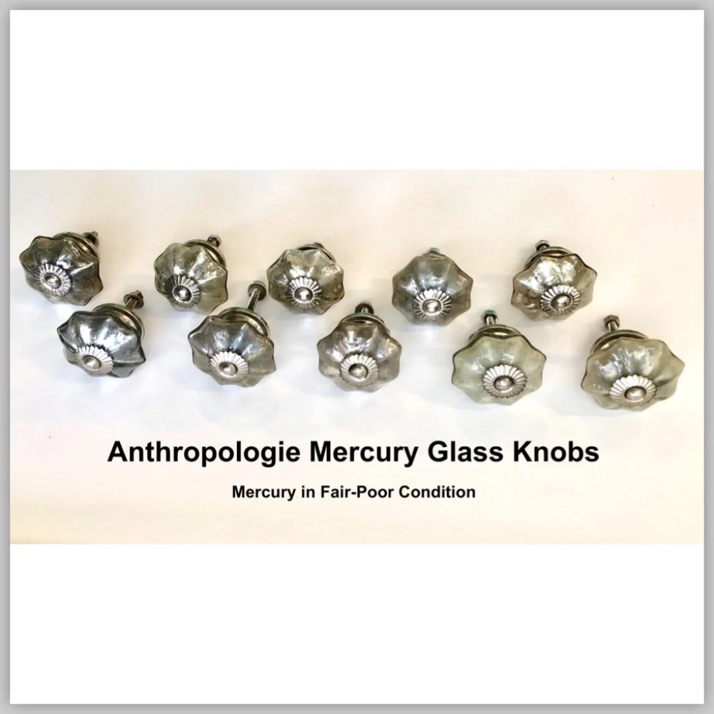 πHPπ ANTHROPOLOGIE Mercury Glass Melon Vintage Look Cabinet Knobs Set of 10 - Picture 1 of 4